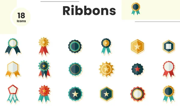 Verschiedene Arten Von Award Ribbon Icon Bunten — Stockvektor