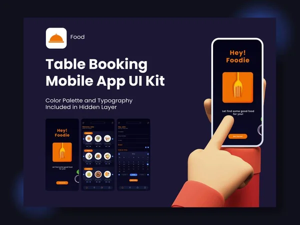 Rezerwacja Tabeli Mobile App Kit Including Sign Sign Menu Reserved — Wektor stockowy