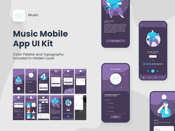 Kullanıcı Arayüzü Kullanıcı Arayüzü Düzenlemesi Hesap Mzalaması Müzik Mobil Uygulaması — Stok Vektör