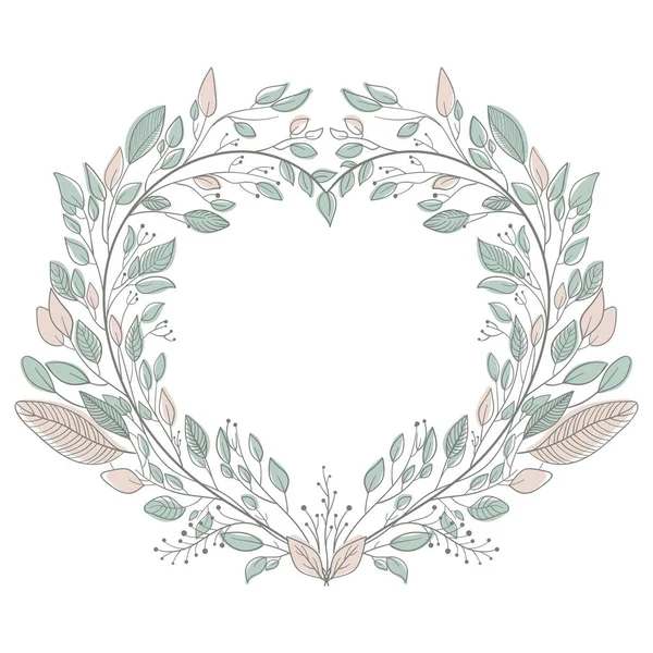 Corona Acuarela Marco Floral Forma Corazón Ilustración Generativa — Archivo Imágenes Vectoriales