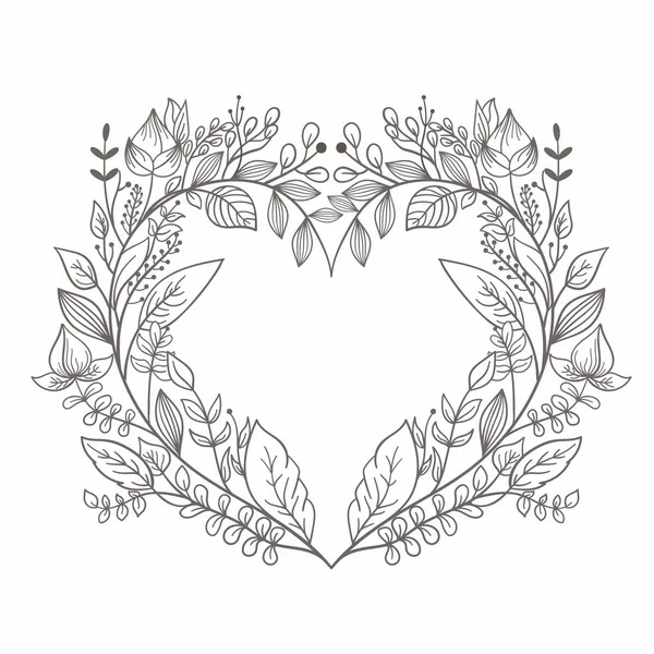 Corona Dibujada Mano Marco Floral Forma Corazón Ilustración Generativa — Vector de stock