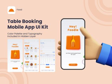 Tablo Rezervasyon Mobil Uygulaması Kullanıcı Arayüzü Kiti İmza, İmza, Menü ve Yanıt Veren Web Sitesi için Ayrıntılar.