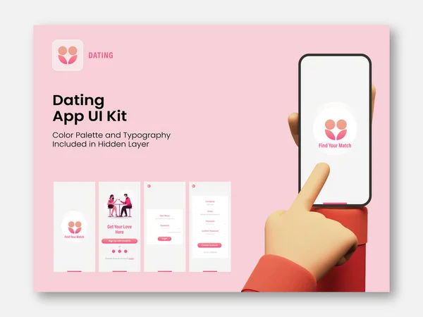 Dating App Kit Für Responsive Mobile Application Oder Website Mit — Stockvektor