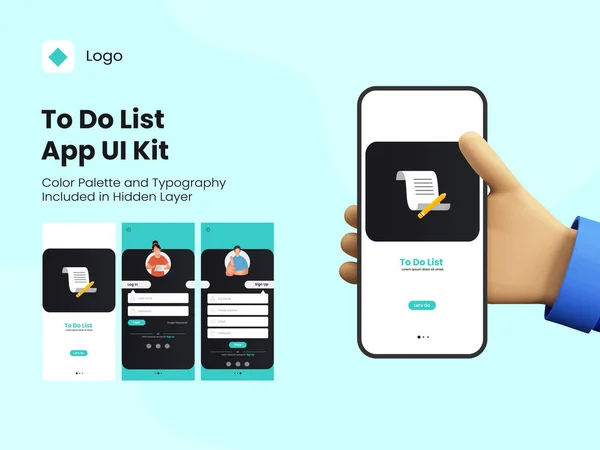 Για Κάνετε Λίστα Mobile App Kit Συμπεριλαμβανομένων Σύνδεση Εγγραφείτε Για — Διανυσματικό Αρχείο