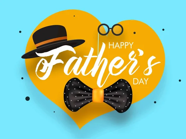 Happy Father Day Banner Design Elementul Hipster Masculin Inimile Galbene — Vector de stoc