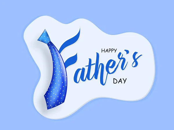 Stijlvolle Tekst Gelukkige Vaderdag Met Glanzende Stropdas Witte Blauwe Achtergrond — Stockvector