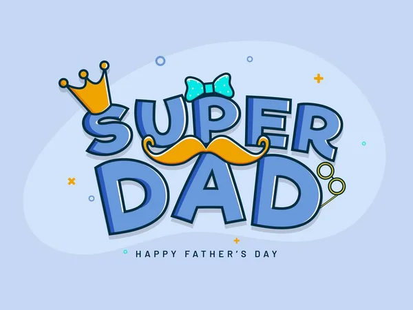 父亲节 概念中带有金冠元素和男性嬉皮士元素的 粘贴式 超级爸爸短信 — 图库矢量图片
