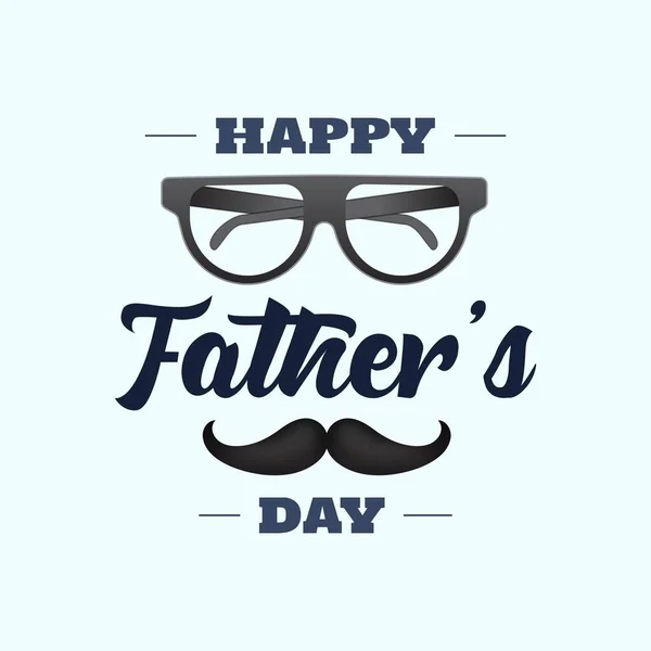 Happy Fathers Day Poster Greeting Card Design Black Eyeglasses Mustache — 스톡 벡터