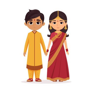 Geleneksel Giyimli Şirin Düğün Karakteri.