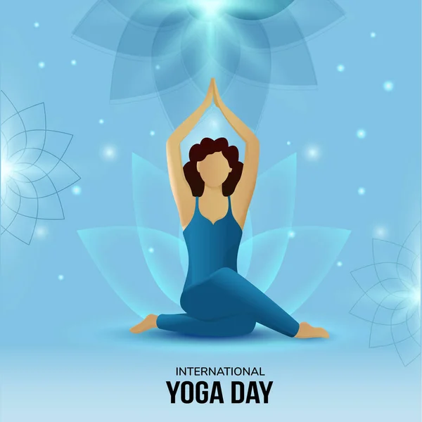 2009 Padmasana Gradient Lights Effect Background International Yoga Day — 스톡 벡터