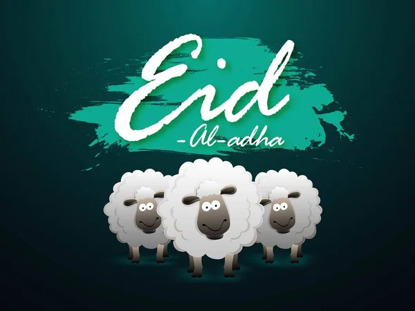 Festival Islámico Del Sacrificio Eid Adha Diseño Póster Con Tres — Vector de stock