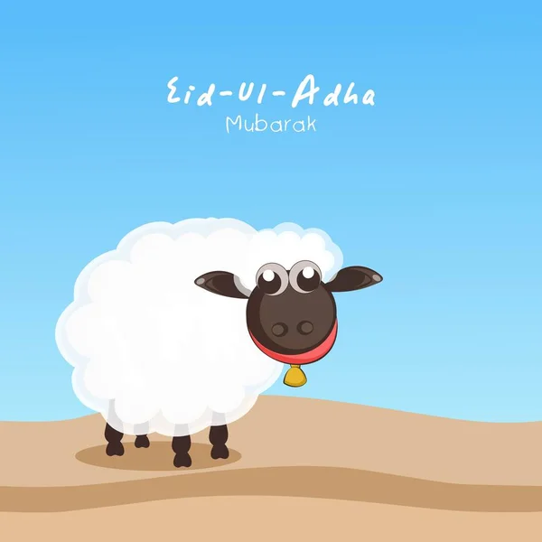 Eid Adha Mubarak Poster Design Mit Cartoon Charakter Von Schafen — Stockvektor