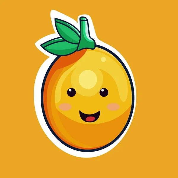 Smiley Orange Cartoon Charakter Sticker Stil — Stockvektor