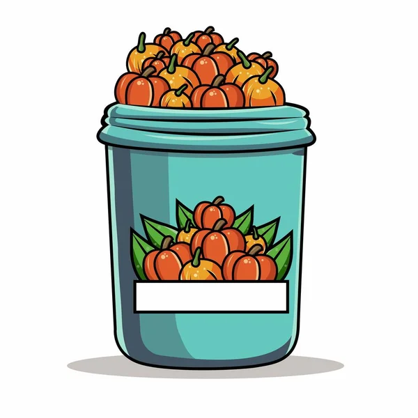Full Capsicum Pumpkin Jar Element — Stock Vector