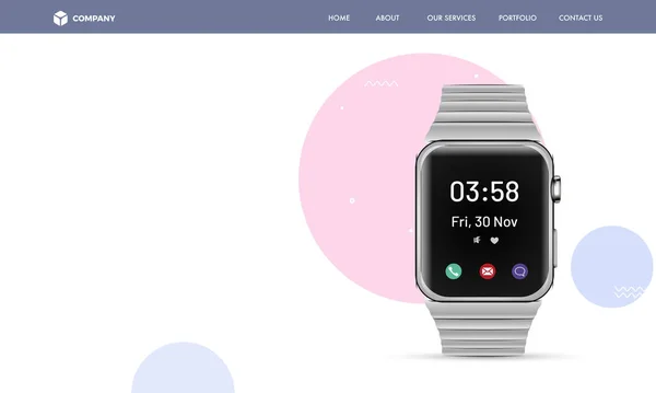 Landing Page Oder Heldenbild Mit Realistischer Smart Watch Illustration — Stockvektor