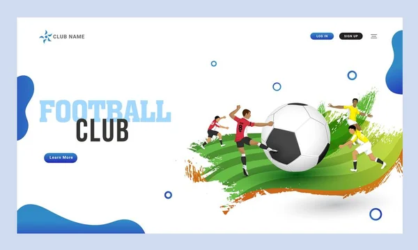 Design da página de destino do modelo de site de vetor de futebol