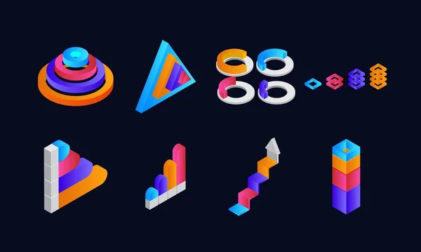 Collection Different Shapes Infographic Element — 스톡 벡터
