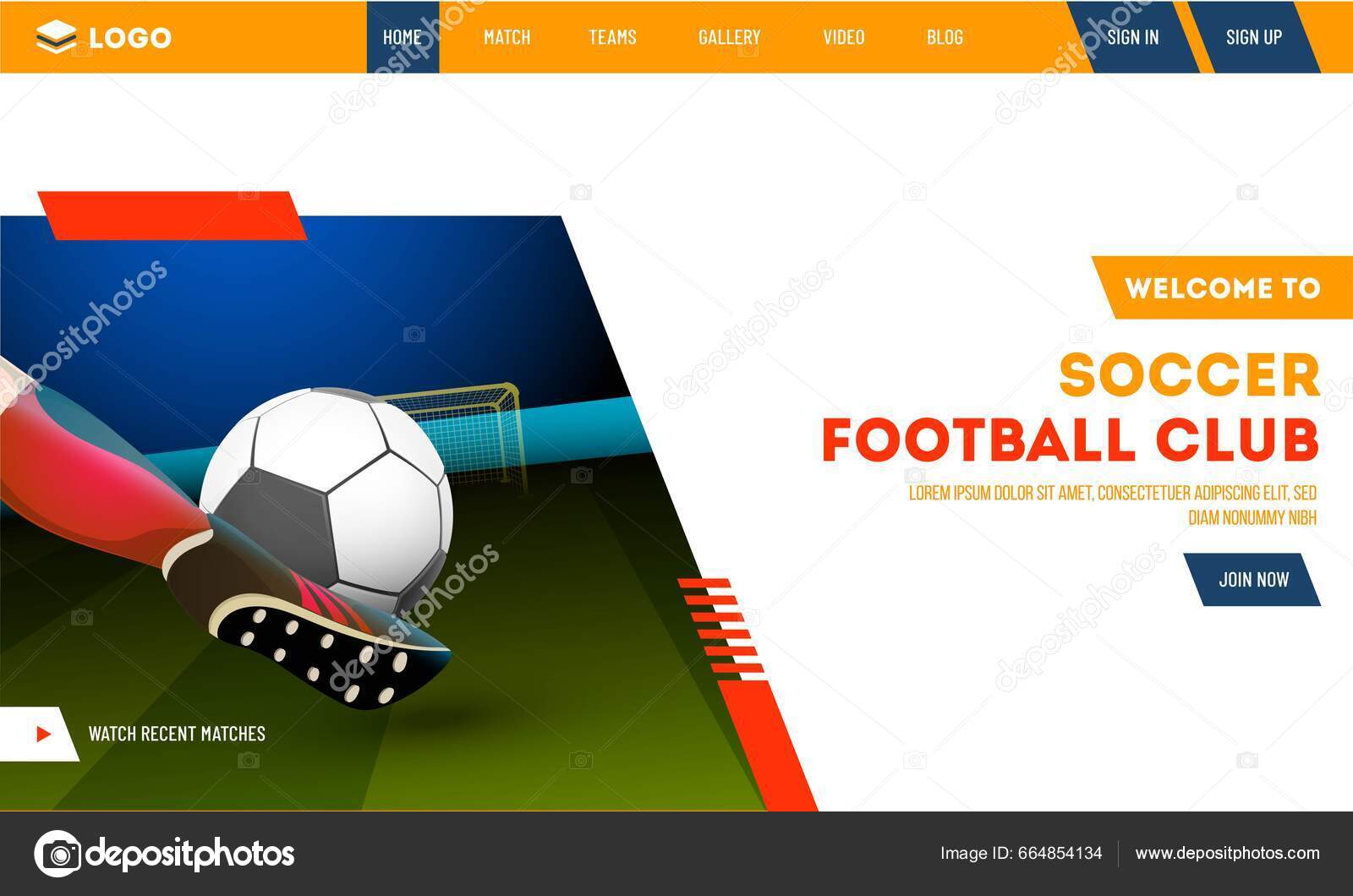 Welcome Soccer Football Club Landing Page Design Closeup Shot Football ...