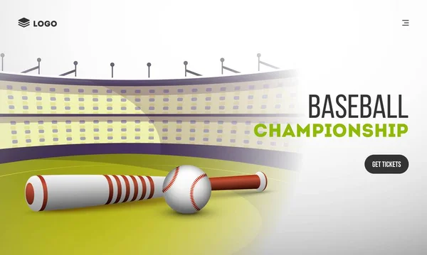 Baseball Championship Affisch Design Med Highlight Baseball Bat Glossy Green — Stock vektor