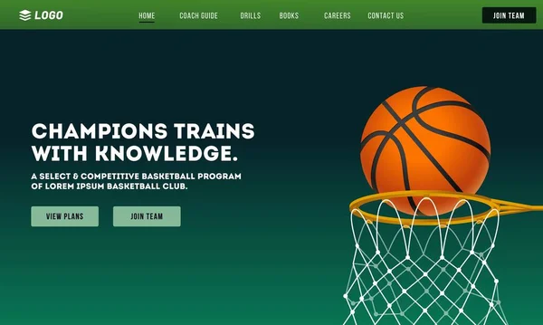 Basketball Champions Trains Mit Wissensspiel App Oder Responsive Template Design — Stockvektor