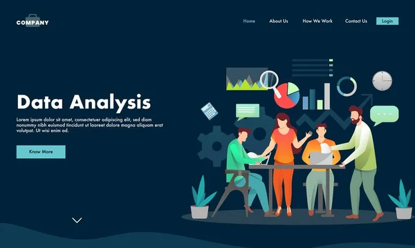 Information Analysis Concept Based Landing Page Design Business People Analysts — 스톡 벡터