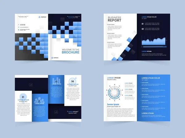 Set Van Fold Brochure Template Jaarverslag Met Double Side Business — Stockvector