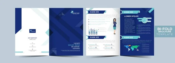 Business Fold Brochure Template Leaflet Layout Annual Report Front Back — Stockový vektor