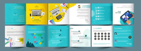 Ensemble Brochures Promotionnelles Gabarits Rapports Annuels Pour Concept Gestion Entreprise — Image vectorielle
