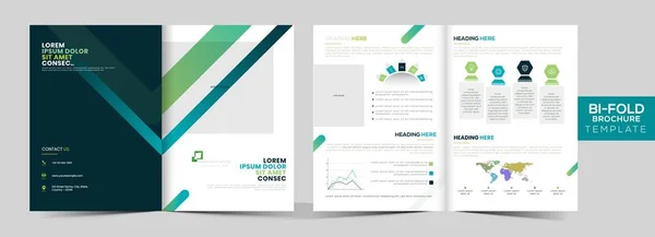 Vorder Und Rückseite Des Zweifach Gestalteten Broschüren Layouts Geschäftsbericht Grün — Stockvektor