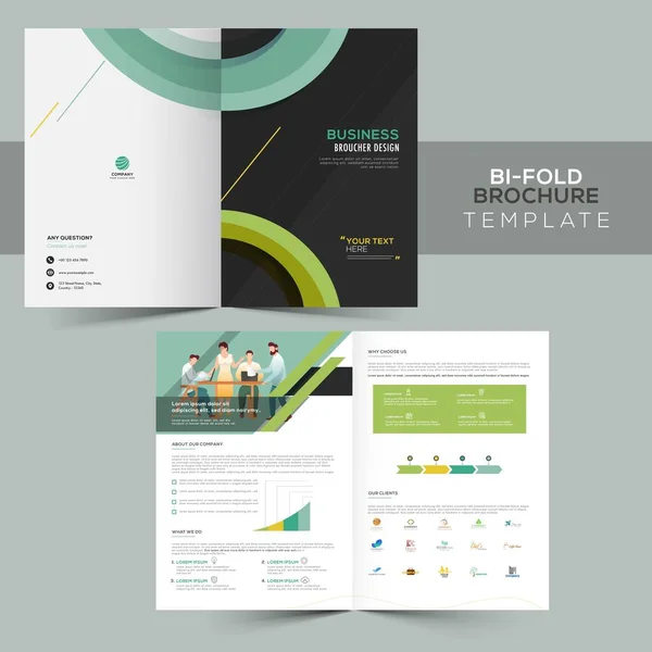 Fold Brochure Template Layout Front Back View Business Concept — Stock Vector