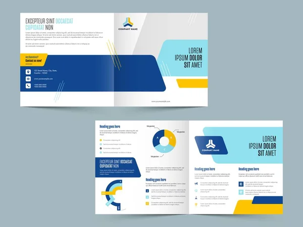 Promotion Cover Page Fold Brochure Layout Front Back View Business — 스톡 벡터