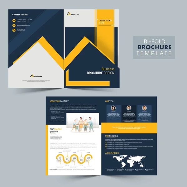 Fold Brochure Template Cover Page Front Back View Business Corporate — 스톡 벡터