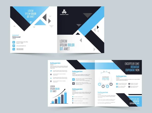 Brochura Fold Square Layout Relatório Anual Vista Frente Página Traseira — Vetor de Stock