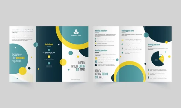 Brochura Tri Fold Negócios Modelo Design Folheto Vista Frontal Traseira — Vetor de Stock