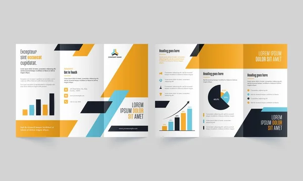 Voor Achterkant Page View Business Tri Fold Brochure Template Folderontwerp — Stockvector