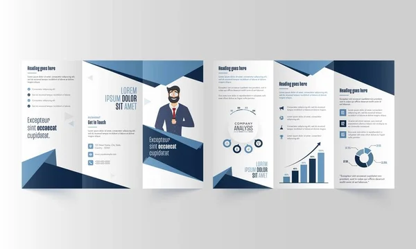 Πρότυπο Tri Fold Φυλλάδιο Φύλλο Σχεδίαση Διπλή Προεπισκόπηση Για Επιχειρήσεις — Διανυσματικό Αρχείο