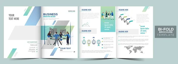 Modelo Brochura Fold Relatório Anual Com Conceito Double Side Business — Vetor de Stock