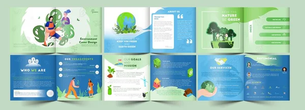 Set Fold Brochure Template Cover Design Different Platform Earth World — 스톡 벡터