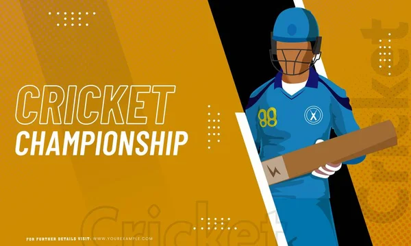 Cricket Championship Concept Based Poster Design Faceless Batter Player Character — Stock Vector