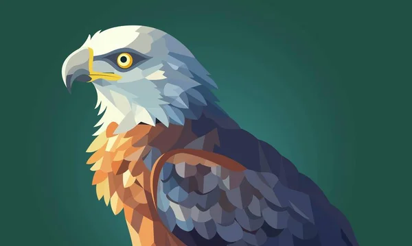 Aislado Prey Bird Eagle Carácter Aislado Sobre Fondo Verde — Archivo Imágenes Vectoriales