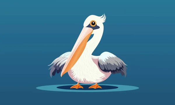 Eine Pelikanfigur Auf Blauem Hintergrund — Stockvektor