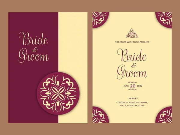 Κίτρινο Και Ροζ Χρώμα Ισλαμική Γαμήλια Πρόσκληση Κάρτες Αραβική Καλλιγραφία — Διανυσματικό Αρχείο