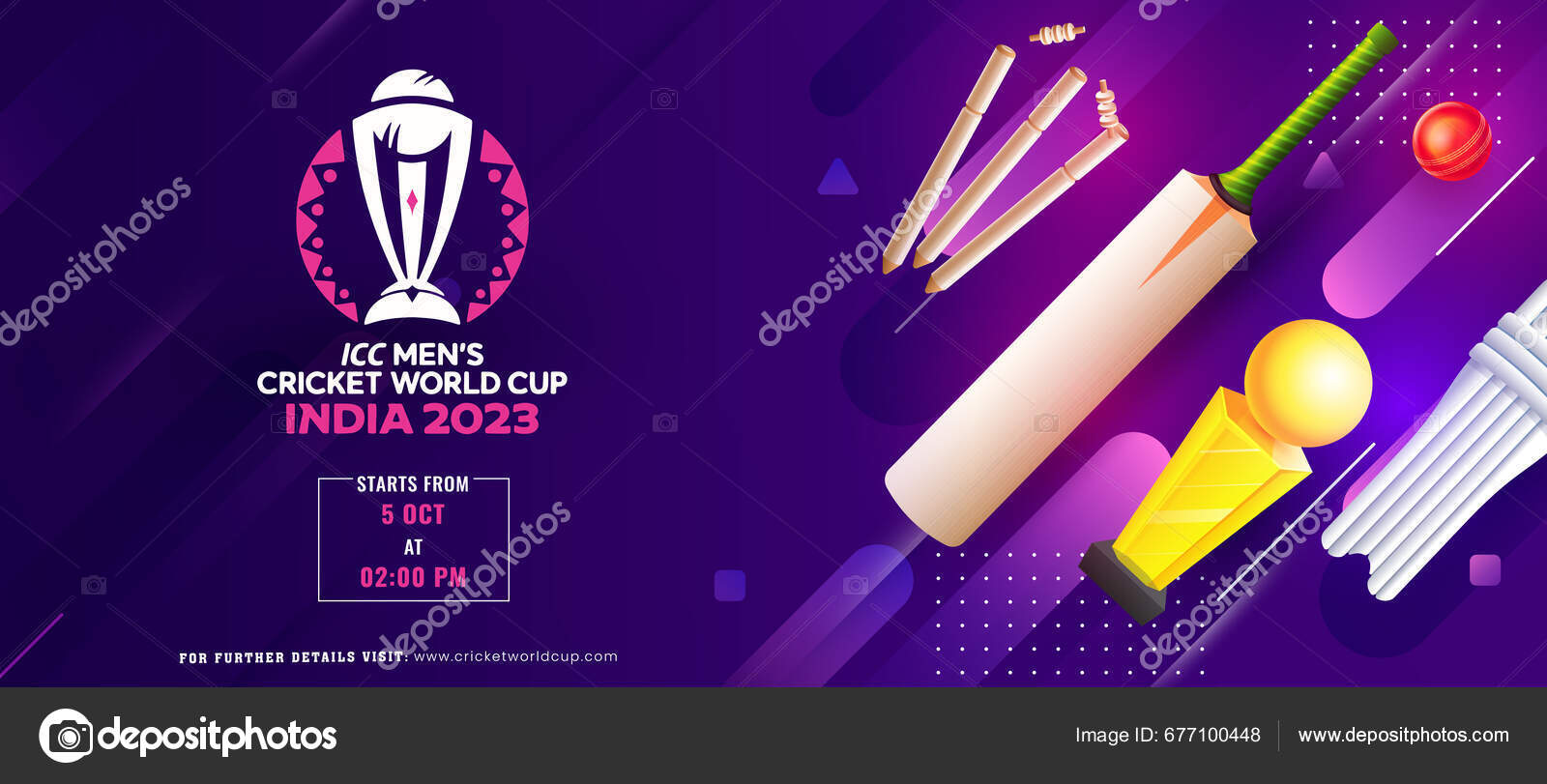 Icc Mens Cricket World Cup India 2023 Banner Header Design Stock