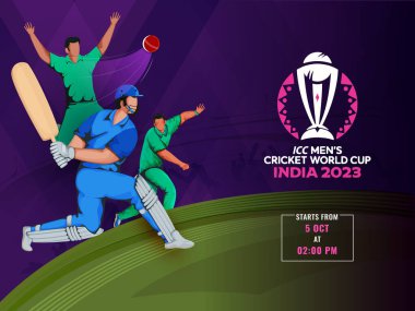 ICC Dünya Kriket Kupası Hindistan 2023 Kriket Oyuncularının Karakteri Tasarımı.