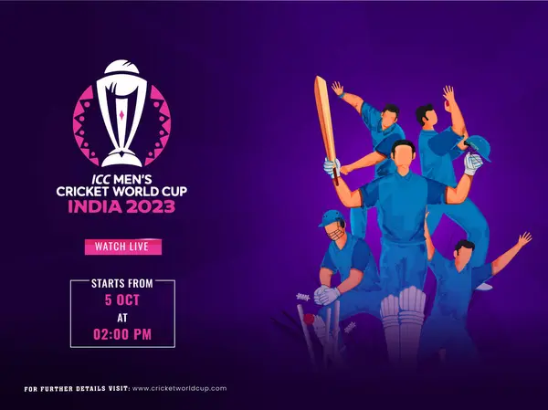 Icc Miesten Kriketti World Cup Intia 2023 Ottelu Watch Live — vektorikuva