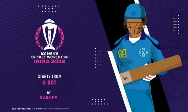 Icc Men Cricket World Cup India 2023 Banner Design Fialové — Stockový vektor