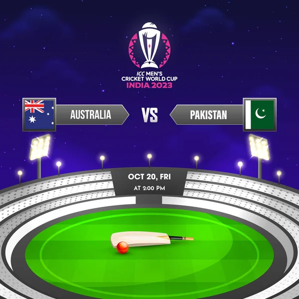 ICC Dünya Kriket Kupası Hindistan 2023 Avustralya-Pakistan maçı, Stadium Gece Manzarası.