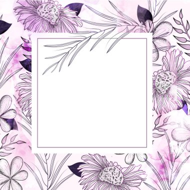 Zarif tebrik kartı ya da davetiye tasarımıyla güzel çiçekler ve mesajınız için verilen boşluk.