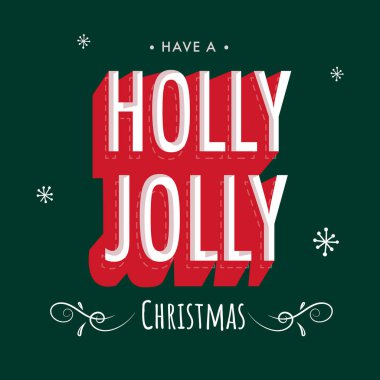 Yeşil Renkli Kar Taneleriyle Mutlu Noeller Kartpostalı.