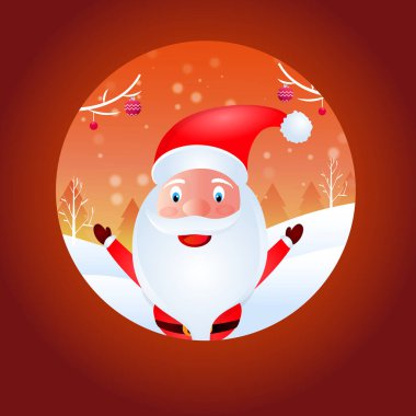 Karikatür Noel Baba Karakteri Yanmış Portakal Kar Doğası Arkaplanı